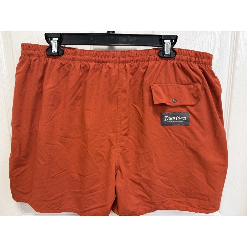 Duck Camp Men's XL Scout Shorts 5 " Orange Lined Pocket Drawstring Stretch Swim